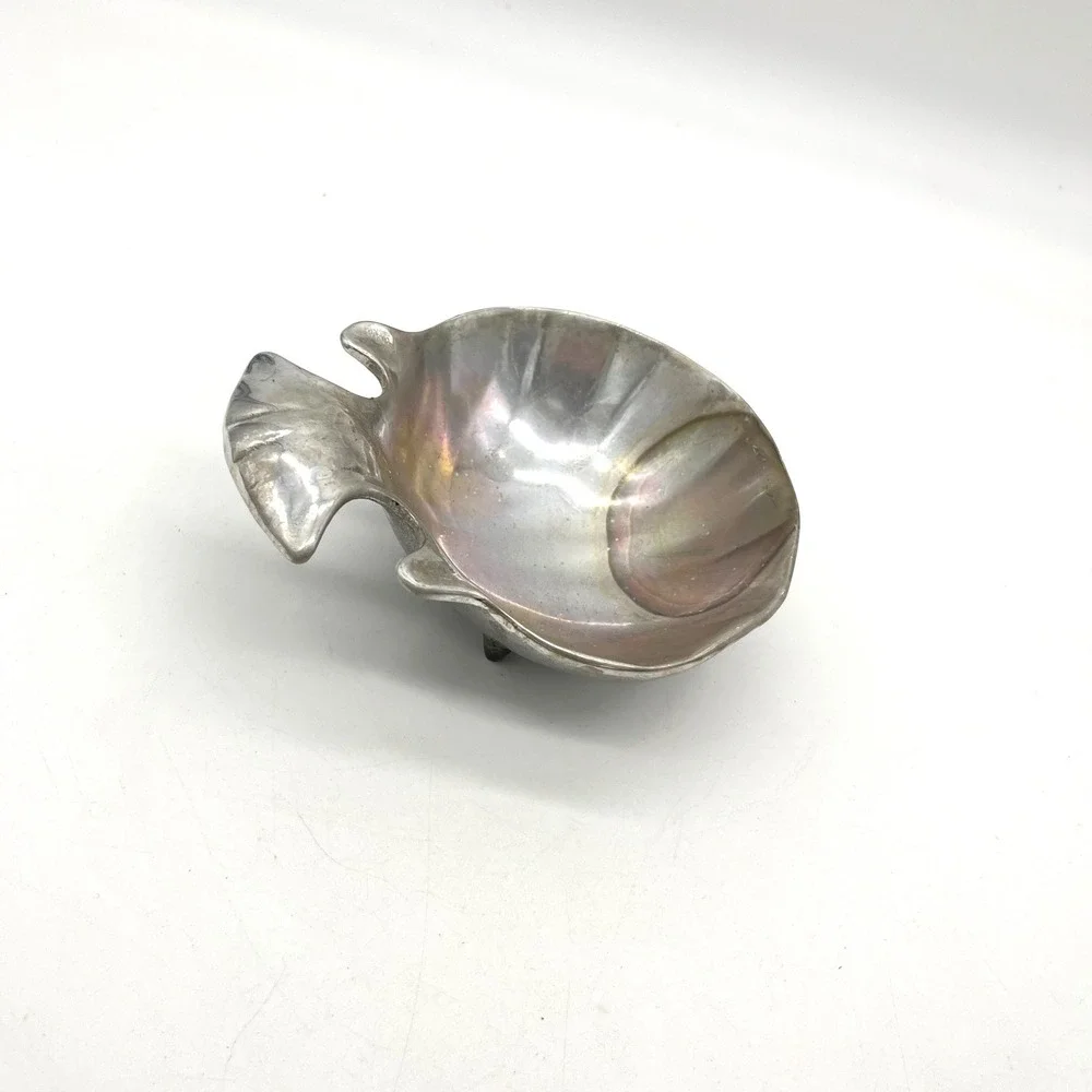 Wilton Columbia PA Pewter Fish Nut Dish Bowl Silver Tone Footed Vintage
